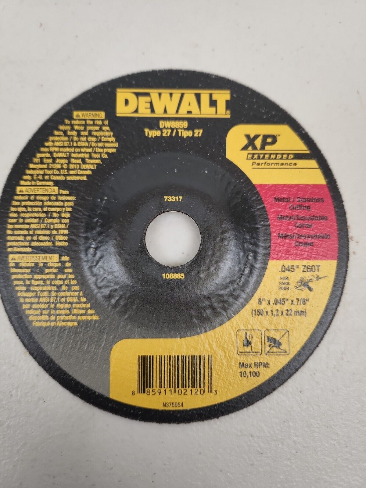 DEWALT DW8859 Cutting Wheel 6" x .045" x 7/8" – 100 Pack | Metal & Stainless