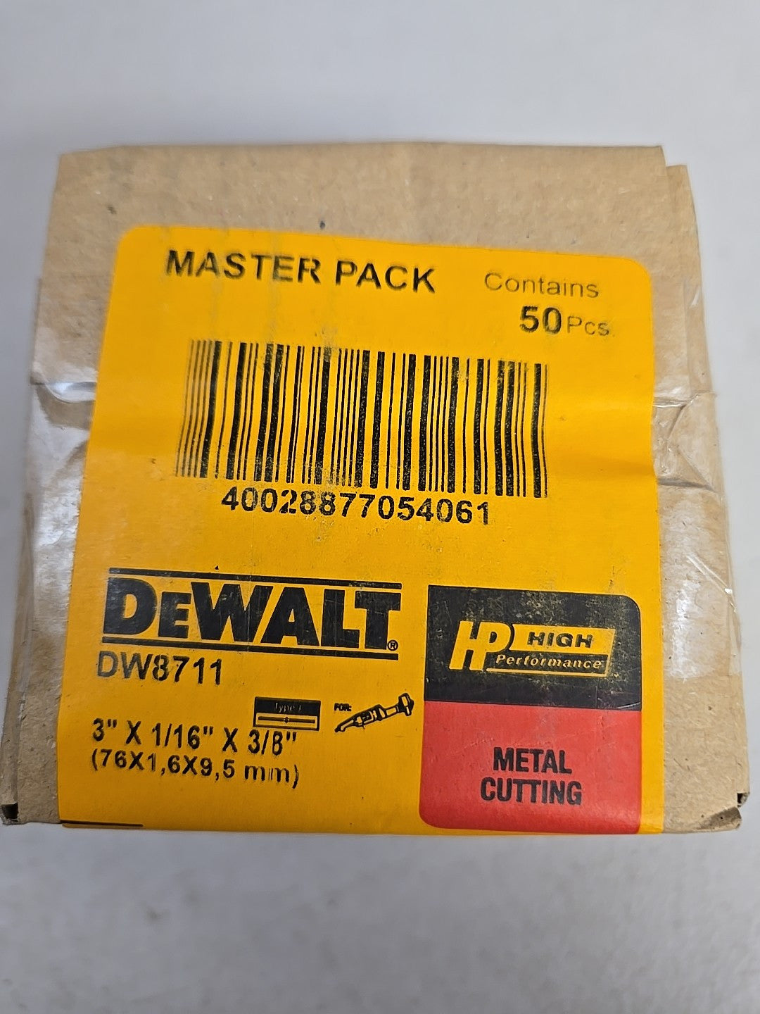 DeWalt DW8711 3" X 1/6" X 3/8" Cutting Wheel 50 Pack