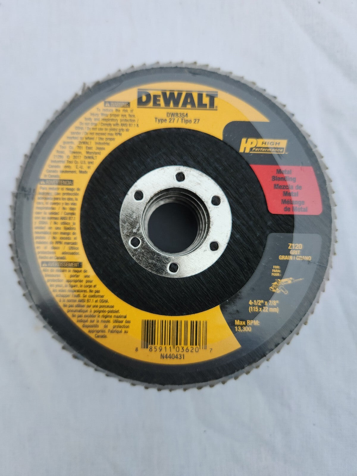 Dewalt DW 8354 4 1/2" X 7/8" Z 120 Grit Flap Disc 10 Pack