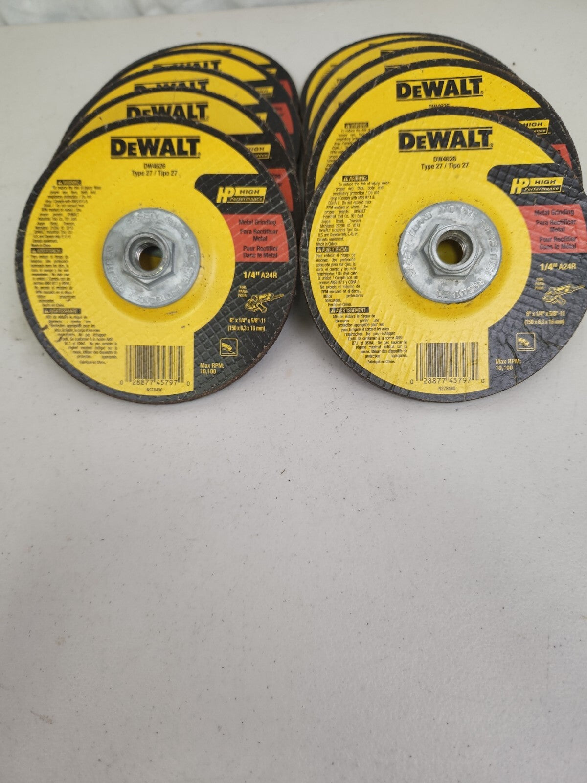 DeWalt DW4626 Grinding Wheel 6”x1/4”x5/8 - 11" Type 27 10 Pack