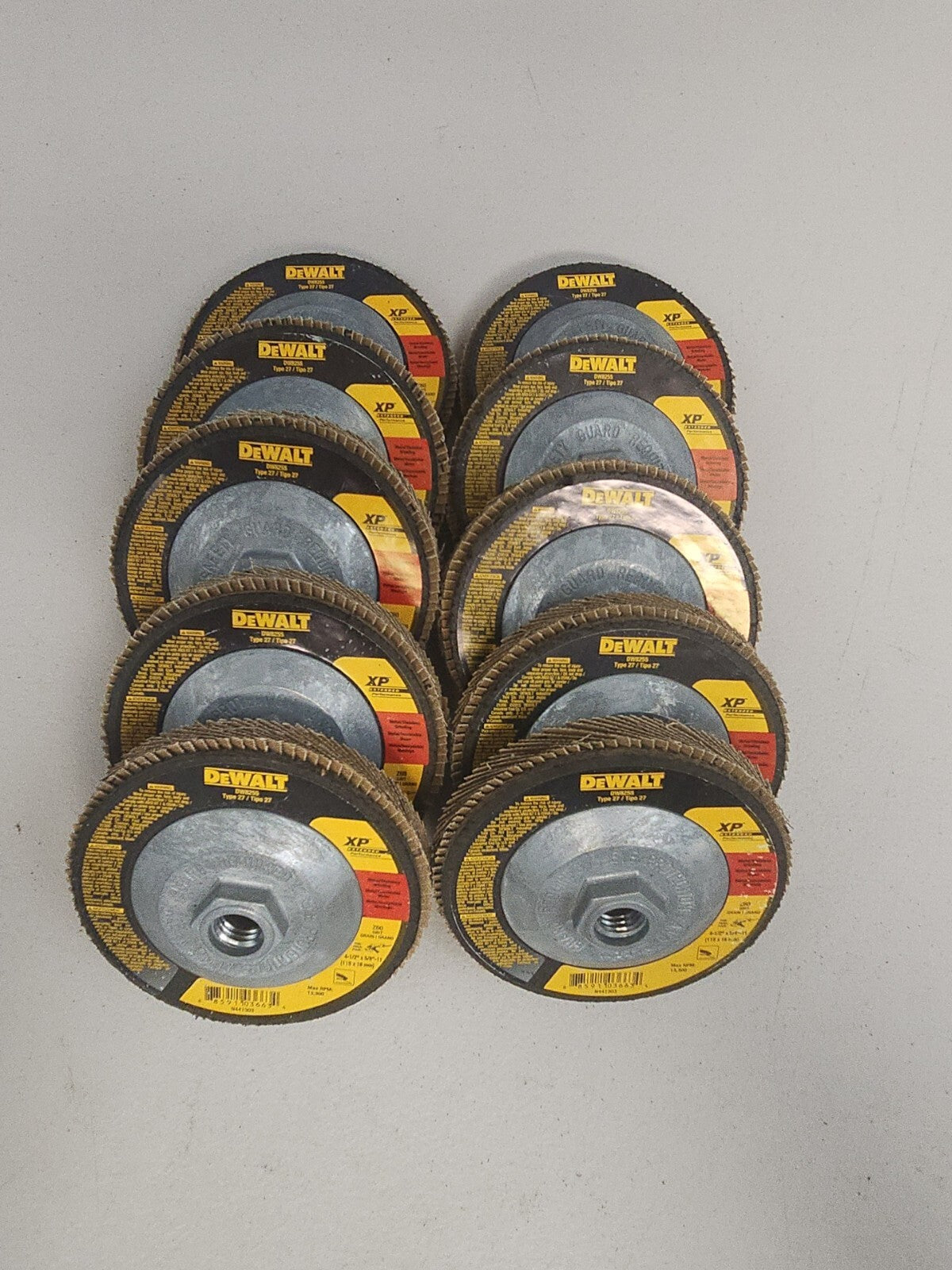DEWALT DW 8255 4 1/2" x 5/8-11 Z60 Grit Flap Disc – 10 Pack