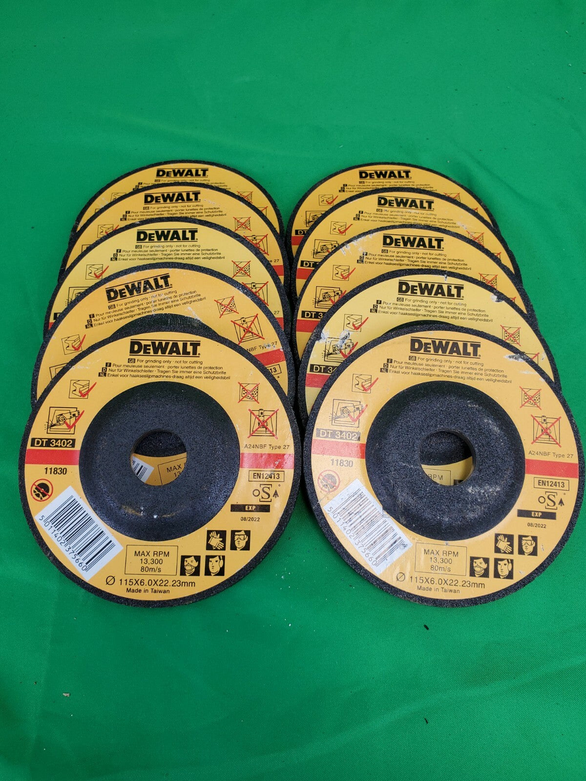 DEWALT DT 3402 115 X 6.0 X 22.23 mm Grinding Wheel 10 Pack No Box