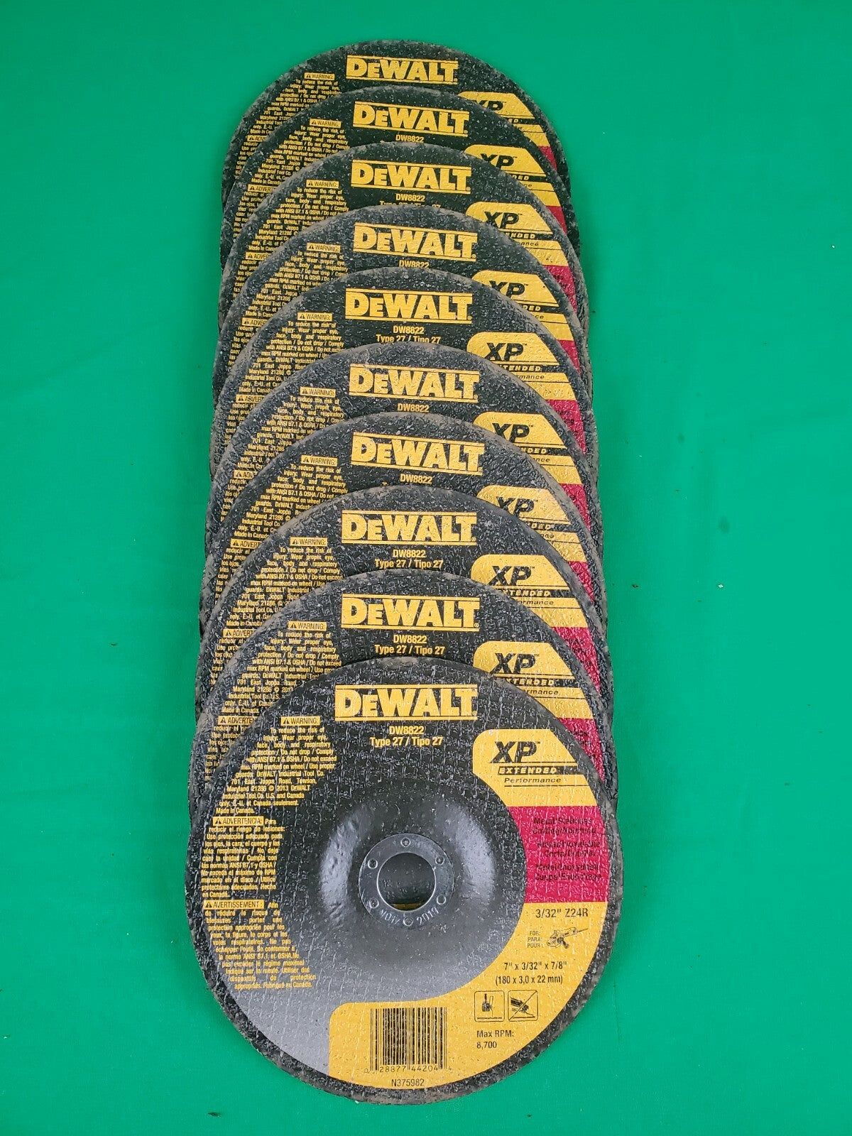 DeWalt DW 8822 7" X 3/32" X 7/8" Cutting Wheel 10 Pack
