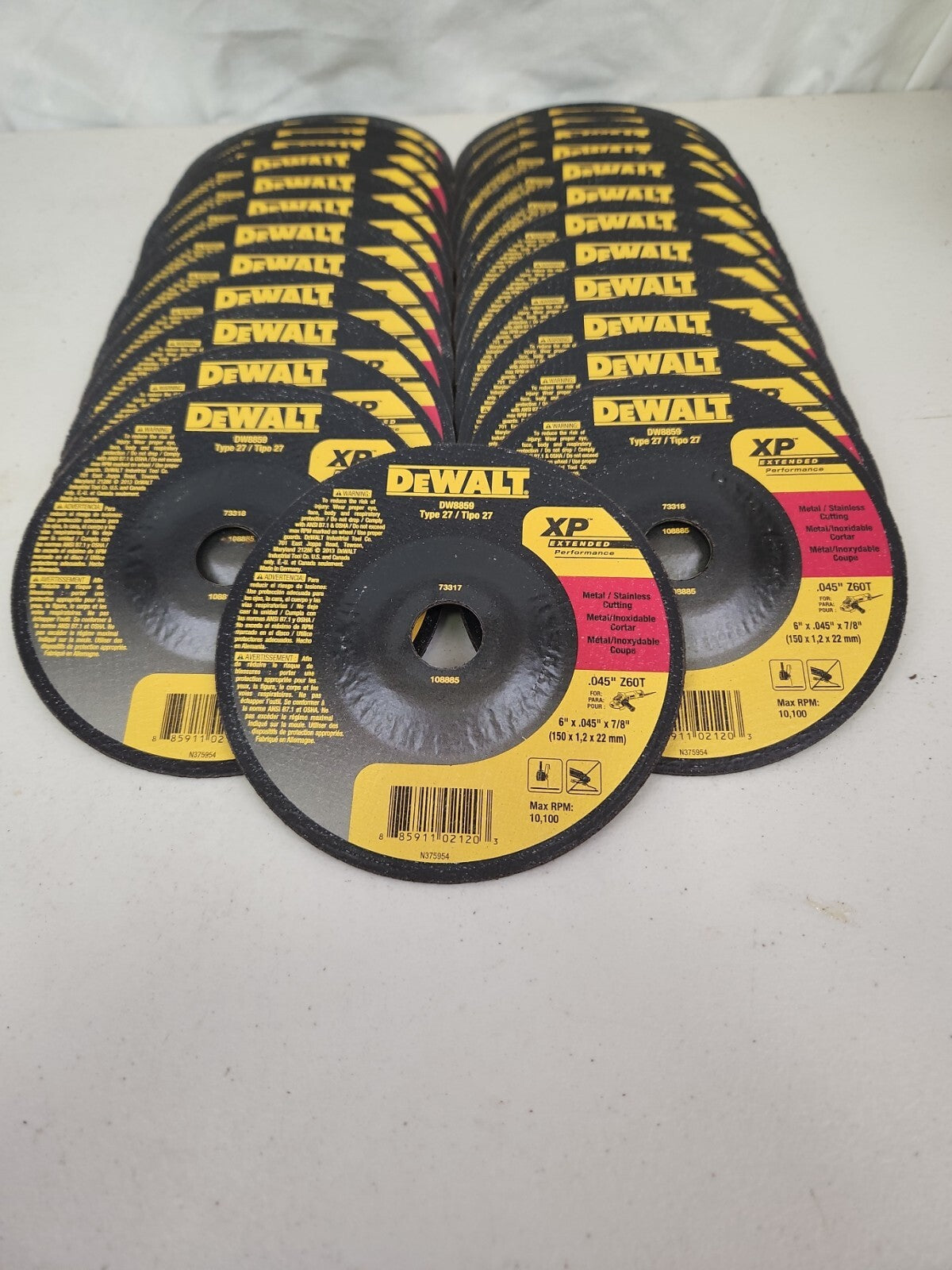Dewalt DW8859 Metal / Stainless Cutting Wheel 6" x .045" x 7/8" 100 Pack