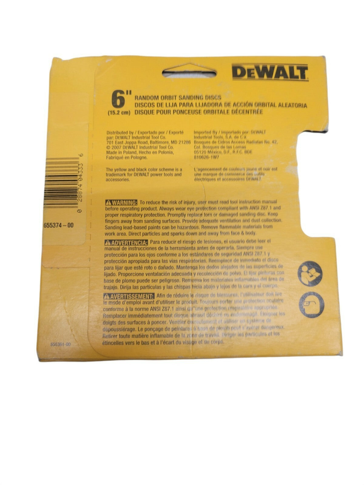 Dewalt DW4333 Random Orbital Sanding Disc, 6in, 120 Grit. 5 Pack X 3