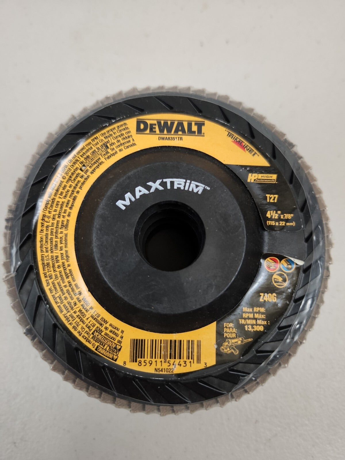DeWALT DW 8351 TR 4 1/2" 7/8" Flap Disc Z 40 Grit New No Box