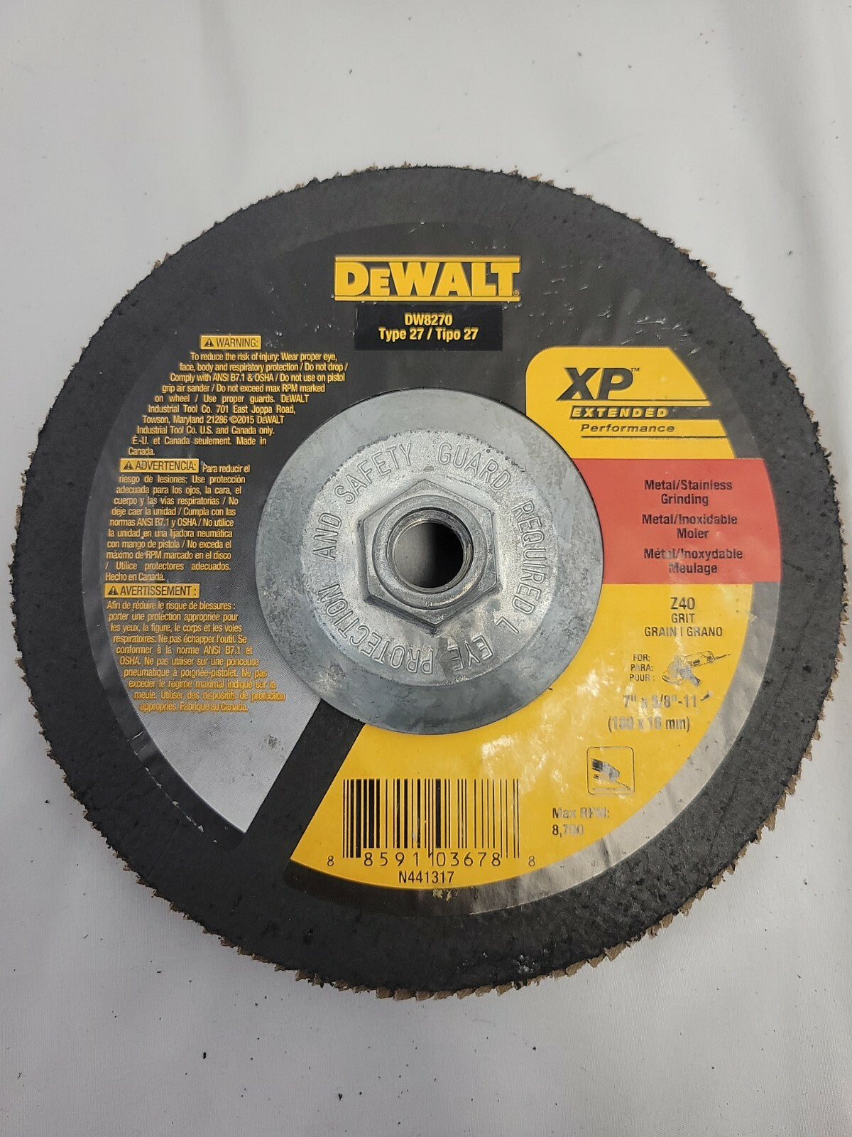 DEWALT DW 8270 7" X 5/8"-11 Z40 Grit Flap Disc 5 Pack No Box