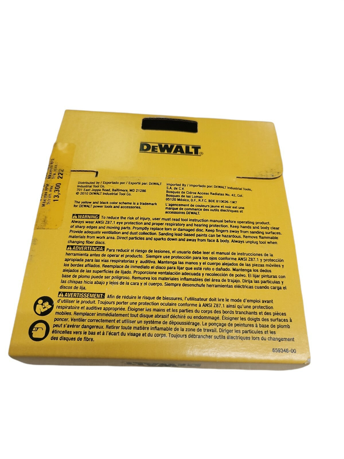 Dewalt DARB1G0205 High Performance Sanding Disc, 4-1/2in, 24 Grit, 7/8in Arbor