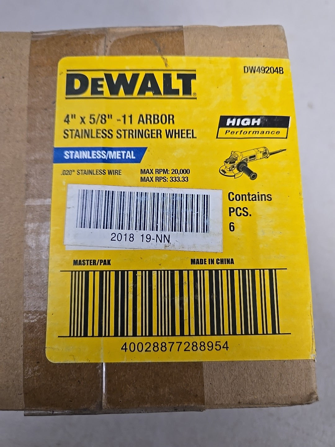 DEWALT DW 49204B Stainless Knotted Wire Wheel 4" .020 Wire – 6 Pack