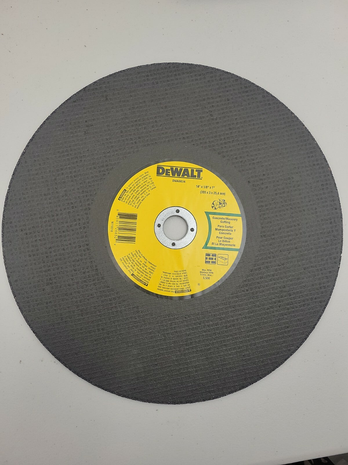 DEWALT DW8034 14" x 1/8" x 1" Concrete / Masonry Cut Off Wheel 10 Pack