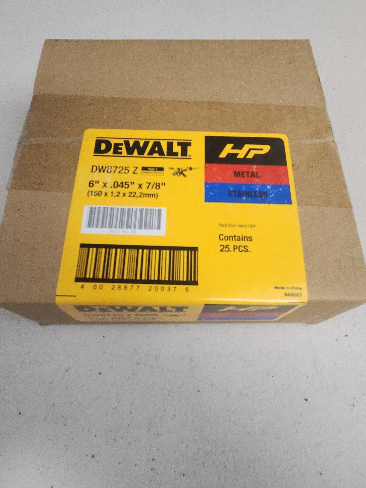 DEWALT DW 8725 6" THIN HP METAL CUTTING WHEEL 25 Pack
