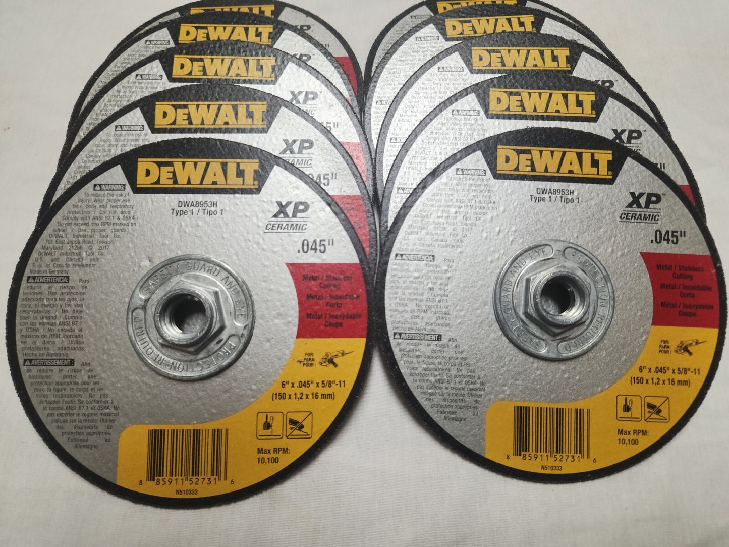 Dewalt DWA 8953 H 6" X .045" X 5/8-11" Thin Cut-Off Wheel 10 Pack
