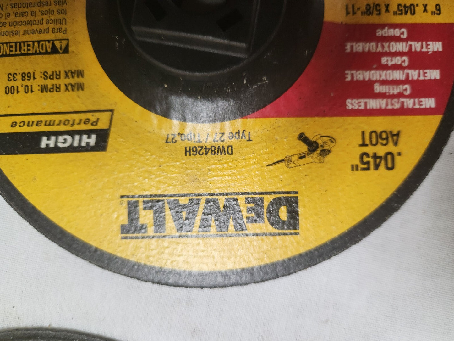 Dewalt DW 8426 H 6" X .045" X 5/8-11" Thin Cut-Off Wheel 10 Pack