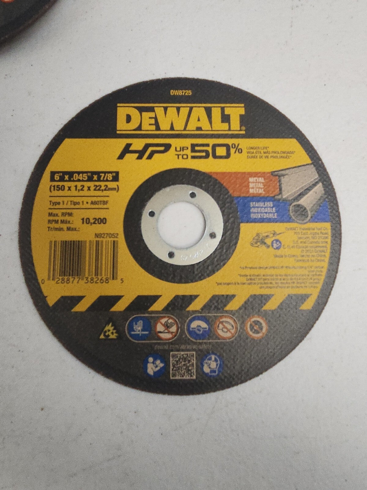 DEWALT DW 8725 6" THIN HP METAL CUTTING WHEEL 25 Pack