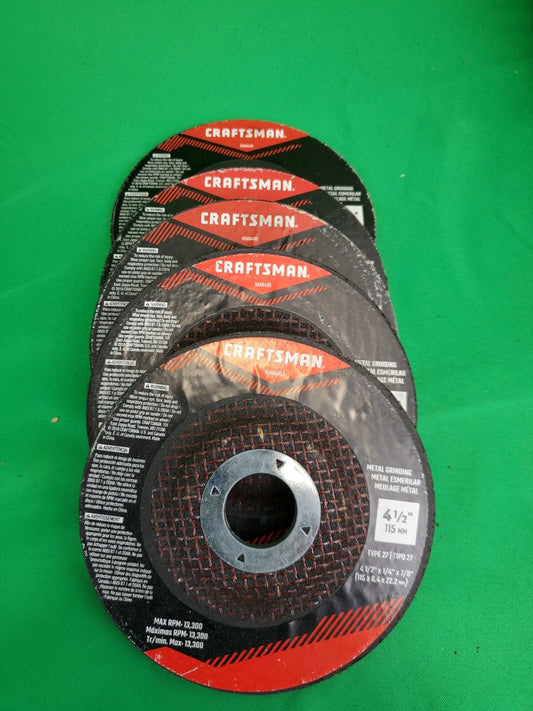 Craftsman 4 1/2" X 1/4" X 7/8" Grinding Wheel 5 Pack No Box