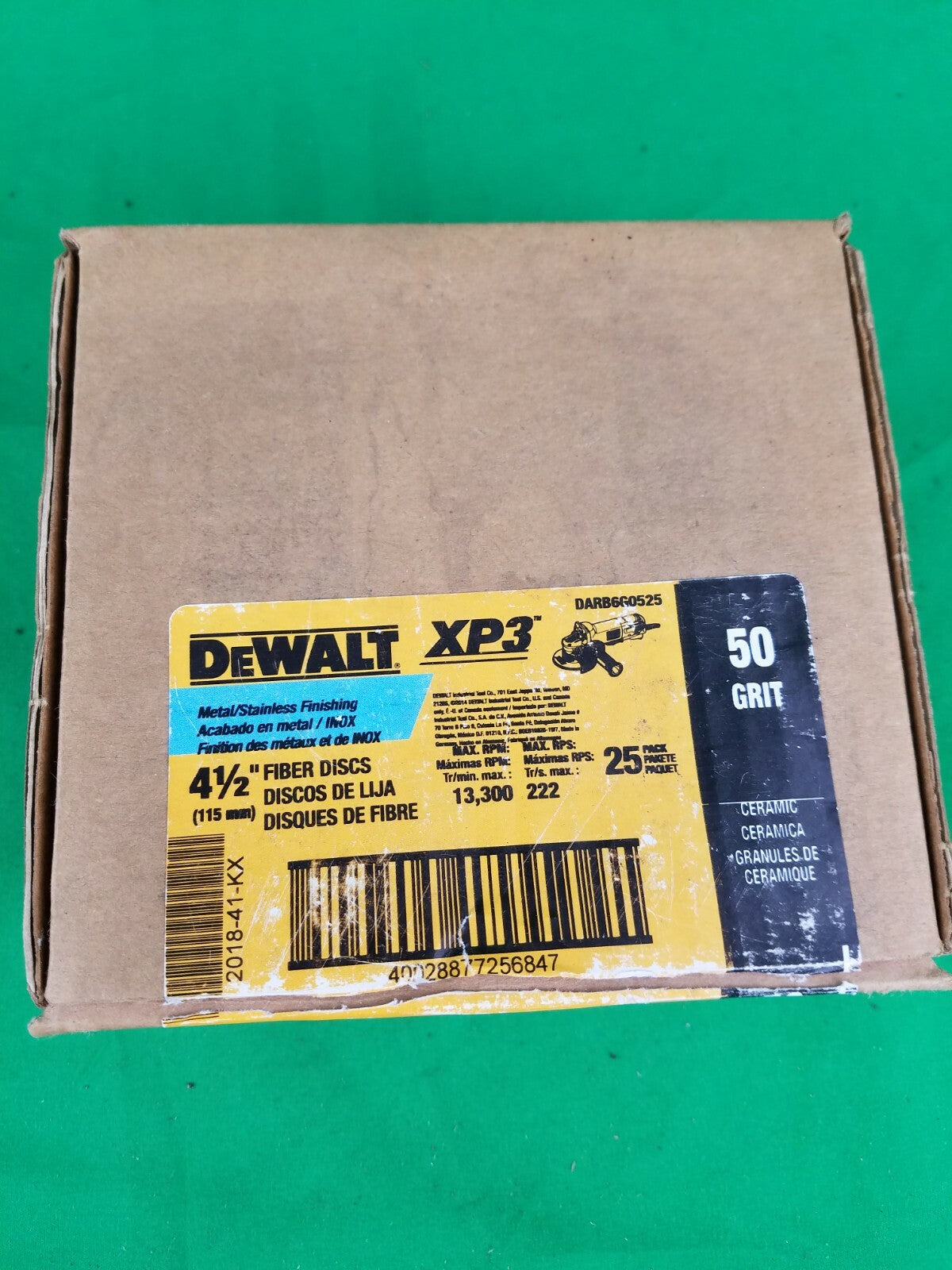 DeWalt DARB6G0525 4 1/2" 50 Grit Fiber Discs. 25 Pack