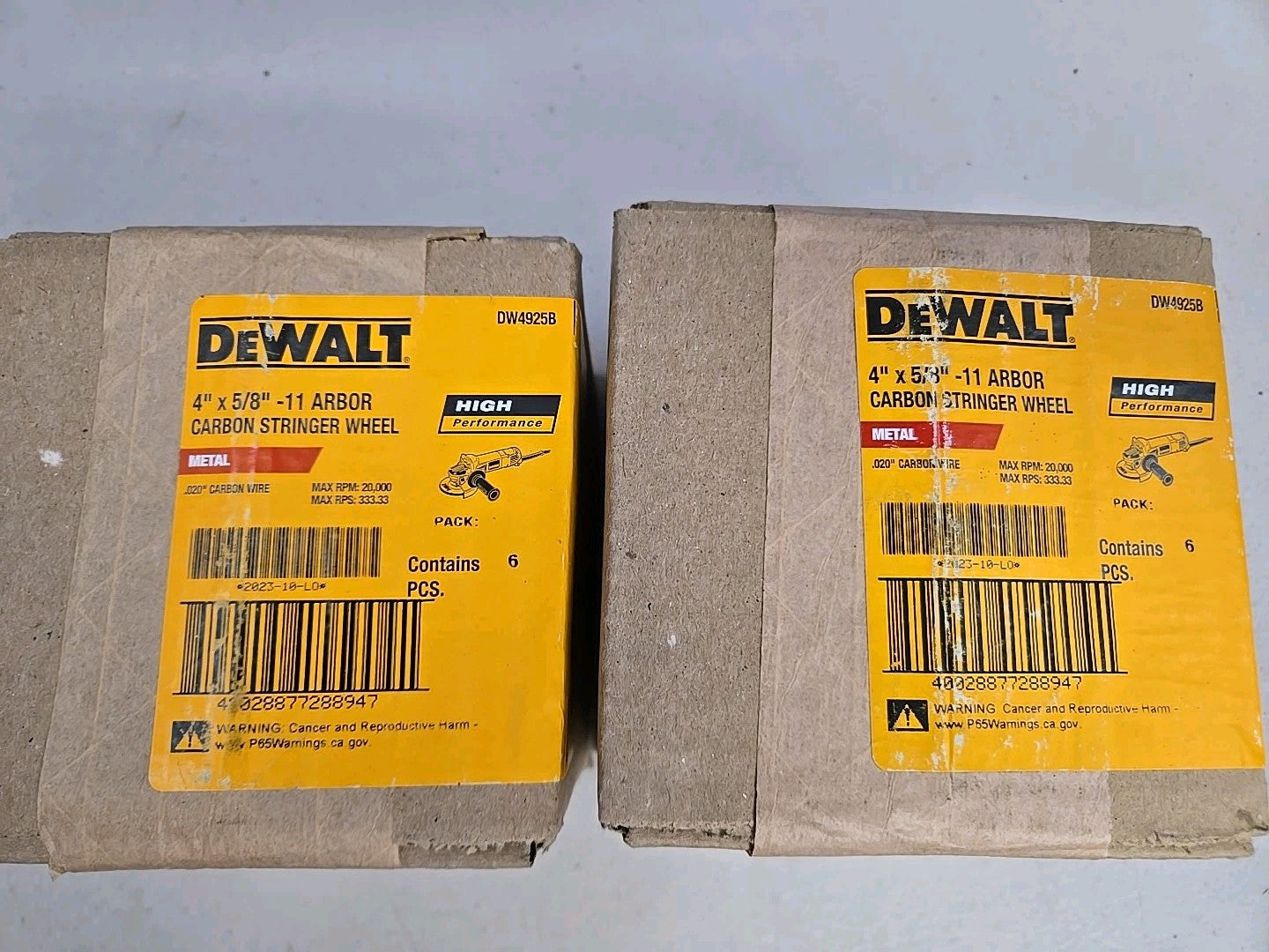 Dewalt Dw 4925B 4" X 5/8-11 Carbon Stringer Wheel .020 Wire 12 Pack