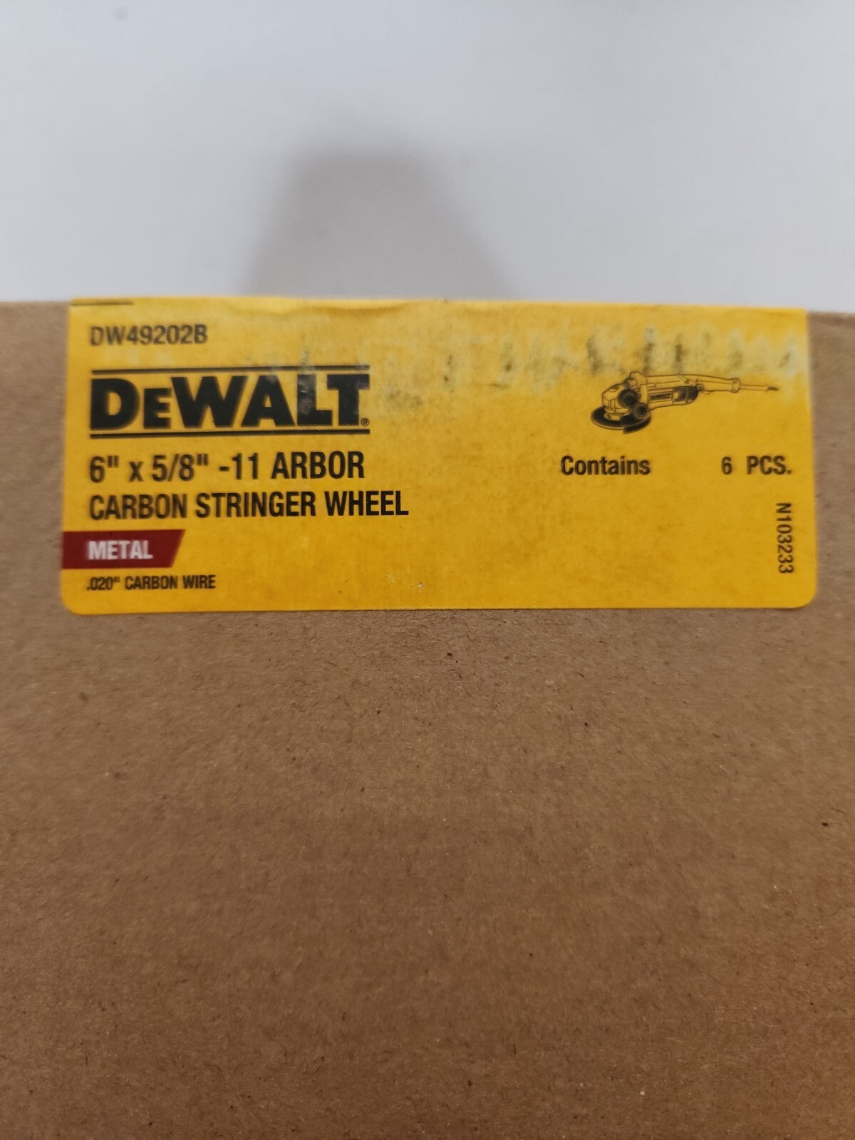 DeWalt DW 49202B 6" X 5/8-11" Carbon Stringer Wheel, .020 Wire 6 Pack