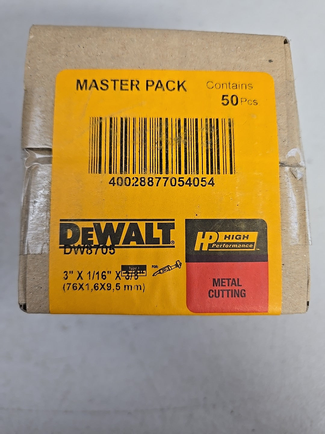 DEWALT DW8705 Aluminum Oxide Cut-Off Wheel 3” X 1/16” X 3/8” (50 PACK)