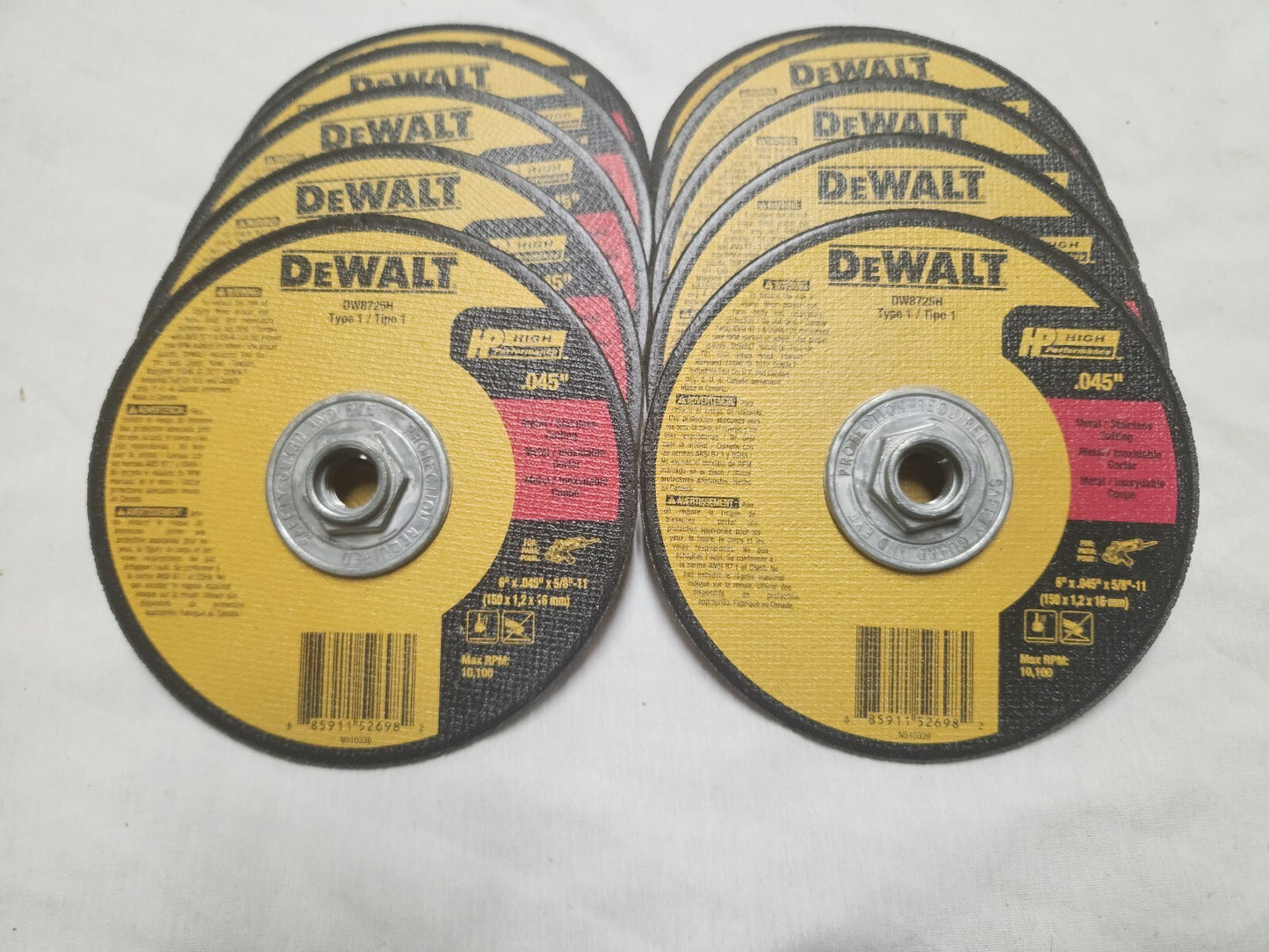 DEWALT DW 8725 H 6" x .045" x 5/8-11 Thin Cut-Off Wheel – 10 Pack