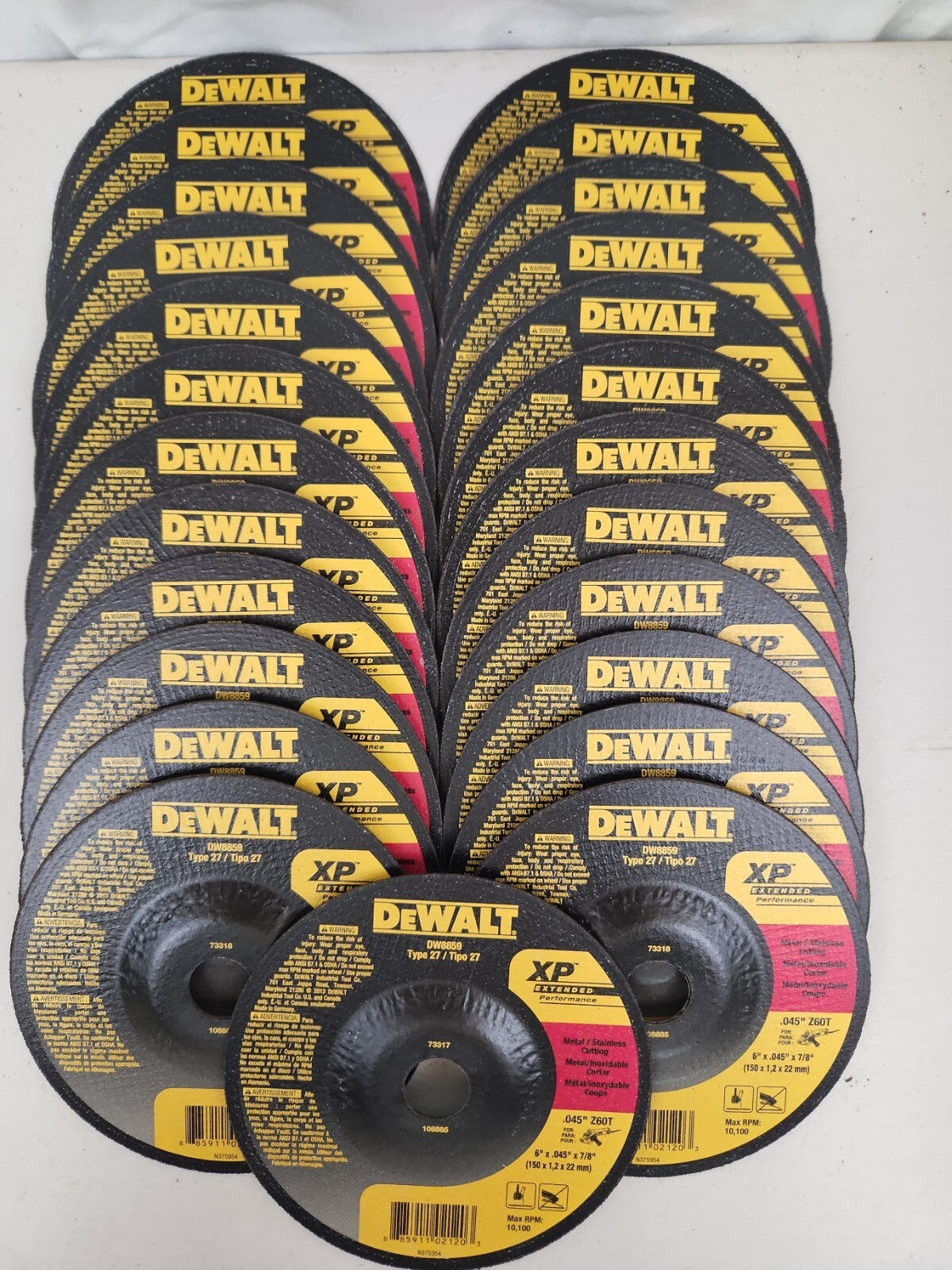 Dewalt DW8859 Metal / Stainless Cutting Wheel 6" x .045" x 7/8" 100 Pack