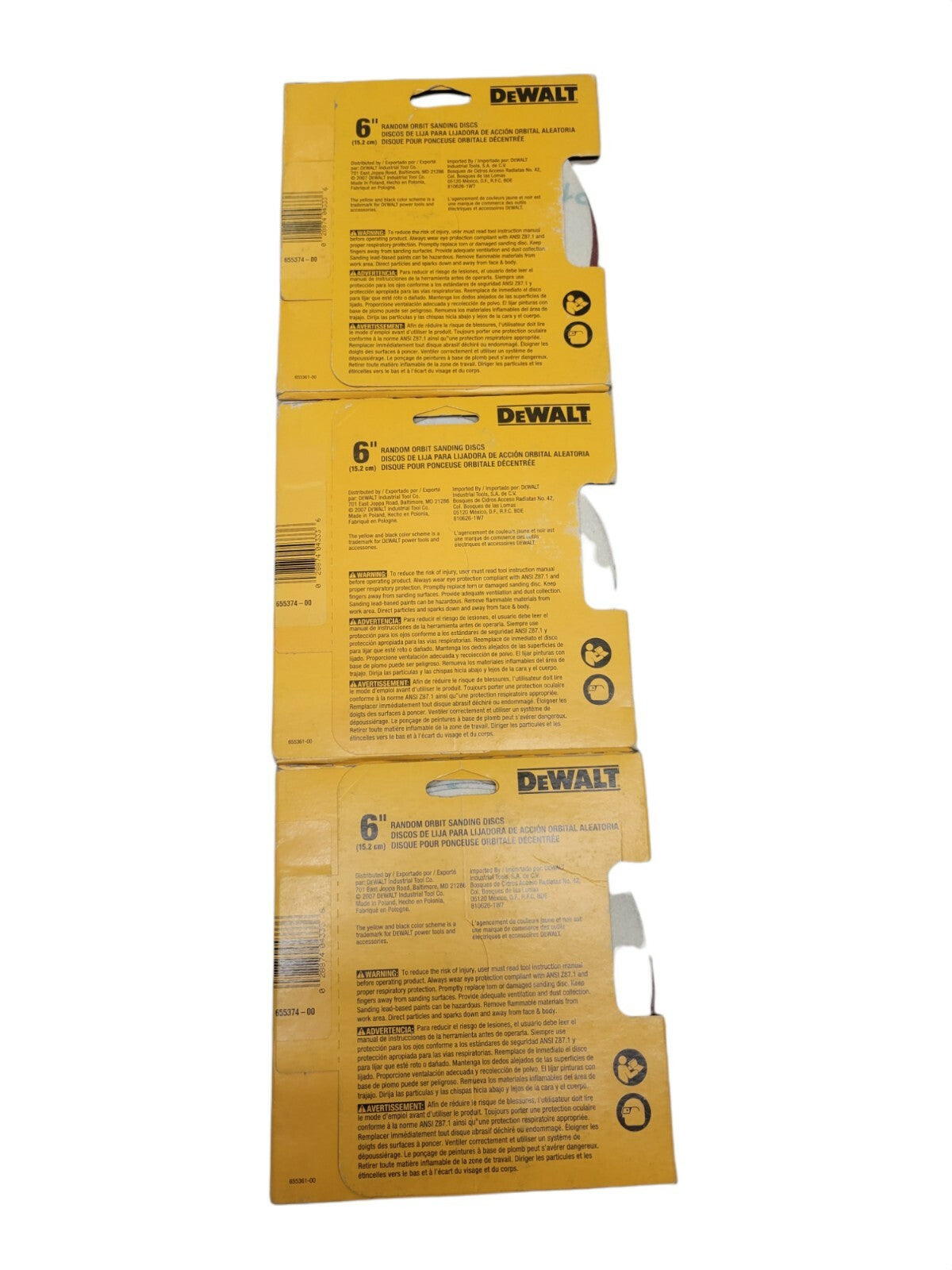 Dewalt DW4333 Random Orbital Sanding Disc, 6in, 120 Grit. 5 Pack X 3