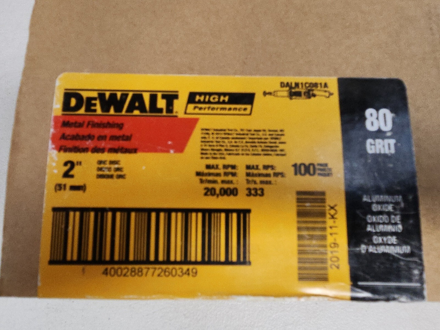 DEWALT DALN1C081A 2-Inch 80 Grit HP QRC Quick Change Disc, 100-Pack