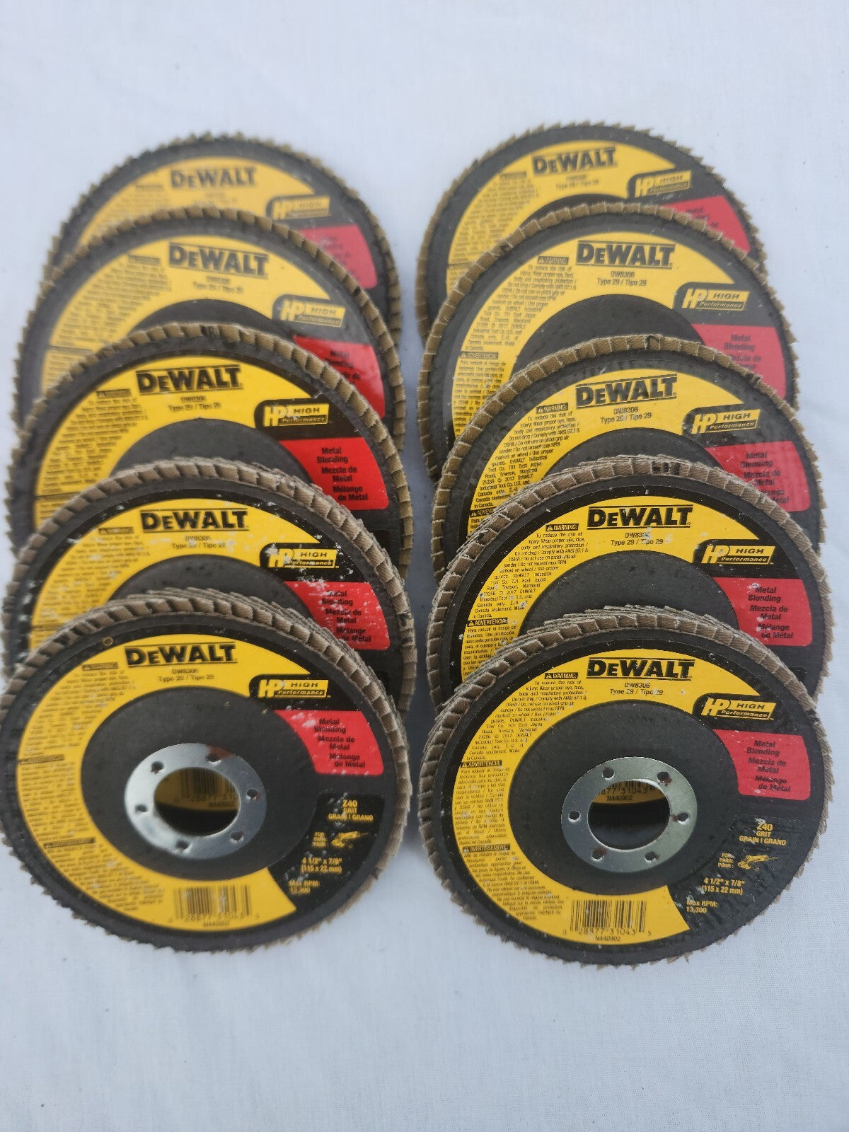 DEWALT DW 8306 4 1/2" x 7/8" Z40 Grit Flap Disc – 10 Pack