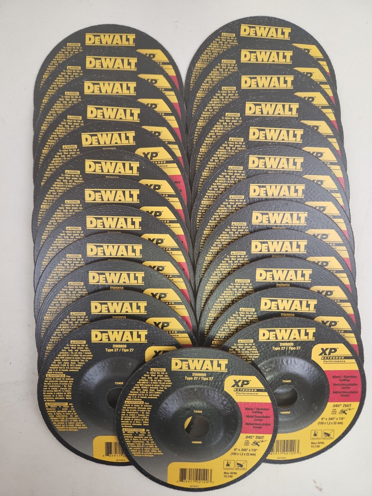 Dewalt DW8859 Metal / Stainless Cutting Wheel 6" x .045" x 7/8" 100 Pack