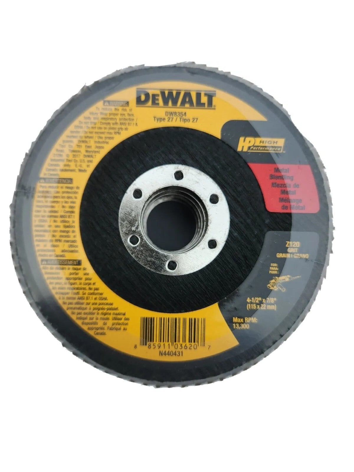Dewalt DW 8354 4 1/2" X 7/8" Z 120 Grit Flap Disc 10 Pack