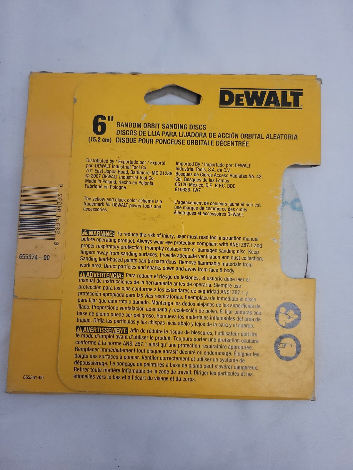 DEWALT DW 4388 6" 120 Grit Random Orbit Palm Sander Pad 5 Pack