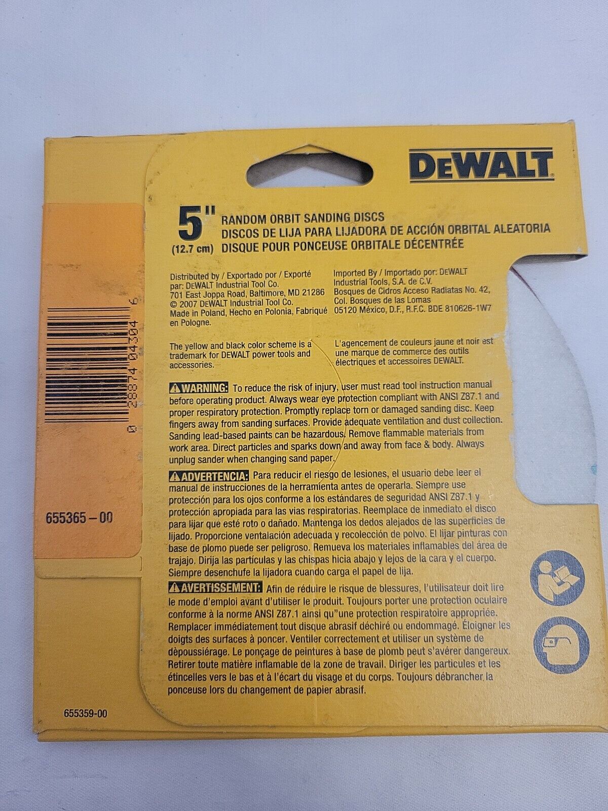 DEWALT DW 4388 5" 150 Grit Random Orbit Palm Sander Pad