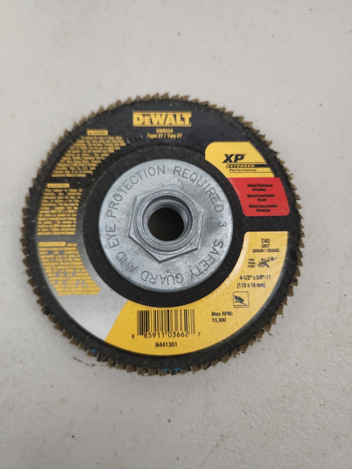 DeWalt DW 8254 4 1/2" X 5/8 - 11 Z40 Grit Flap Disc 10 Pack