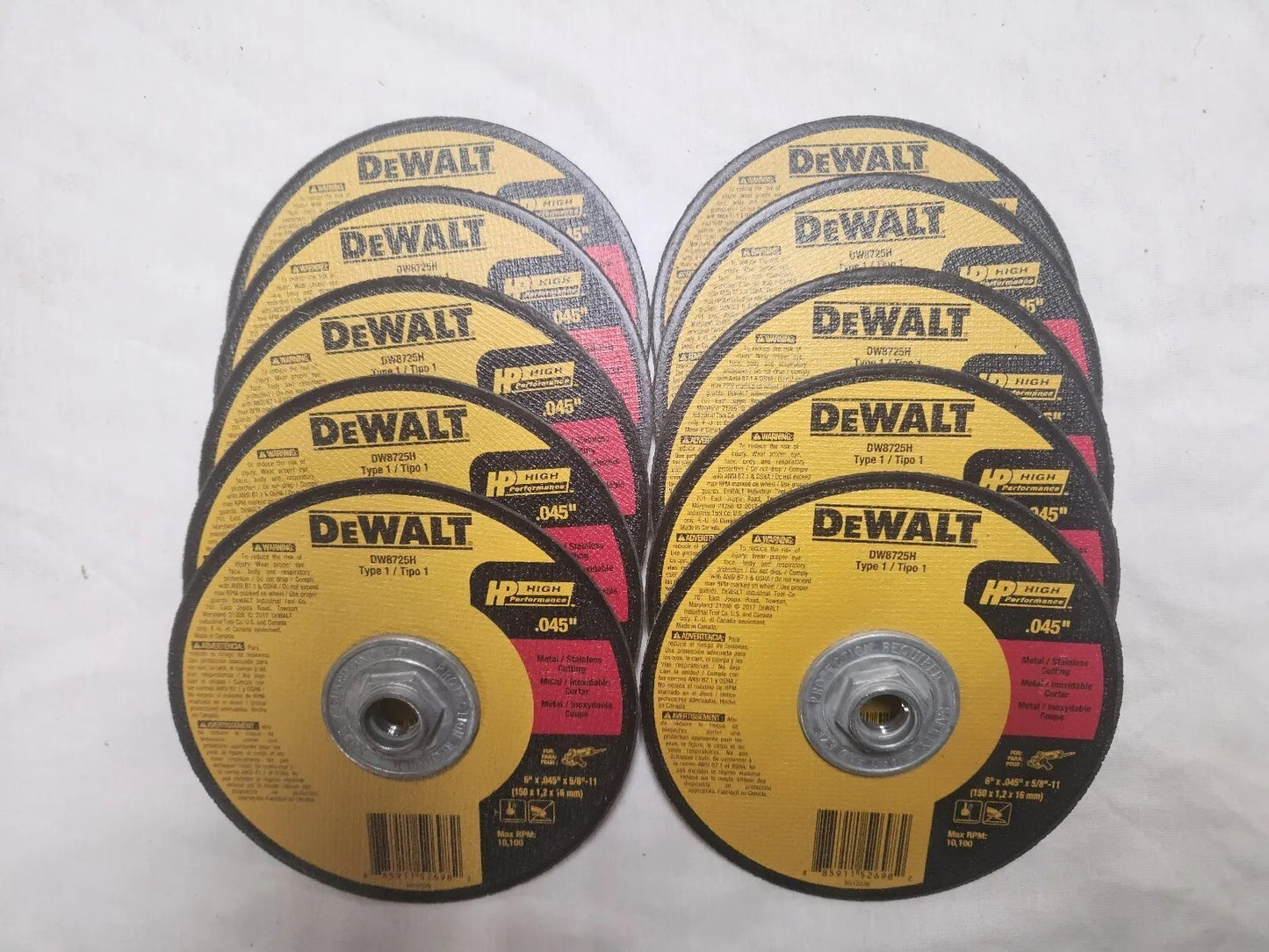 DEWALT DW 8725 H 6" x .045" x 5/8-11 Thin Cut-Off Wheel – 10 Pack