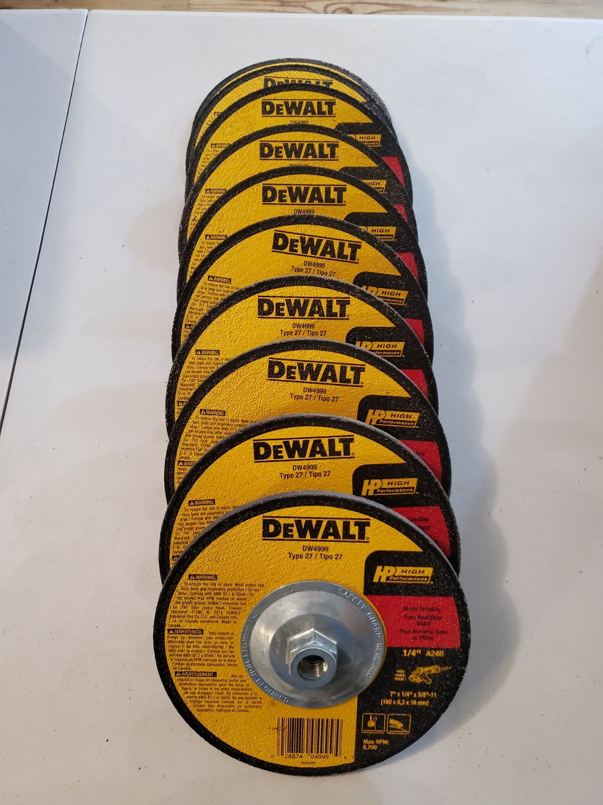 DeWalt DW 4999 7" X 1/4" X 5/8 - 11 GRINDING WHEEL 10 Pack