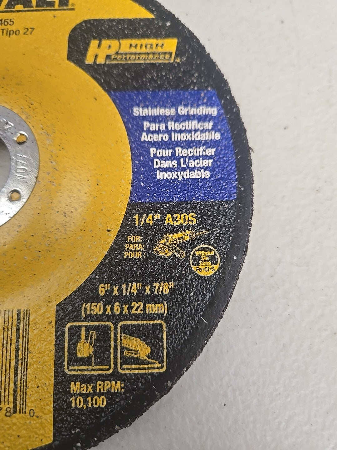 DeWalt DW 8465 6" x 1/4" x 7/8" Grinding Wheels, 10 pack New In Box