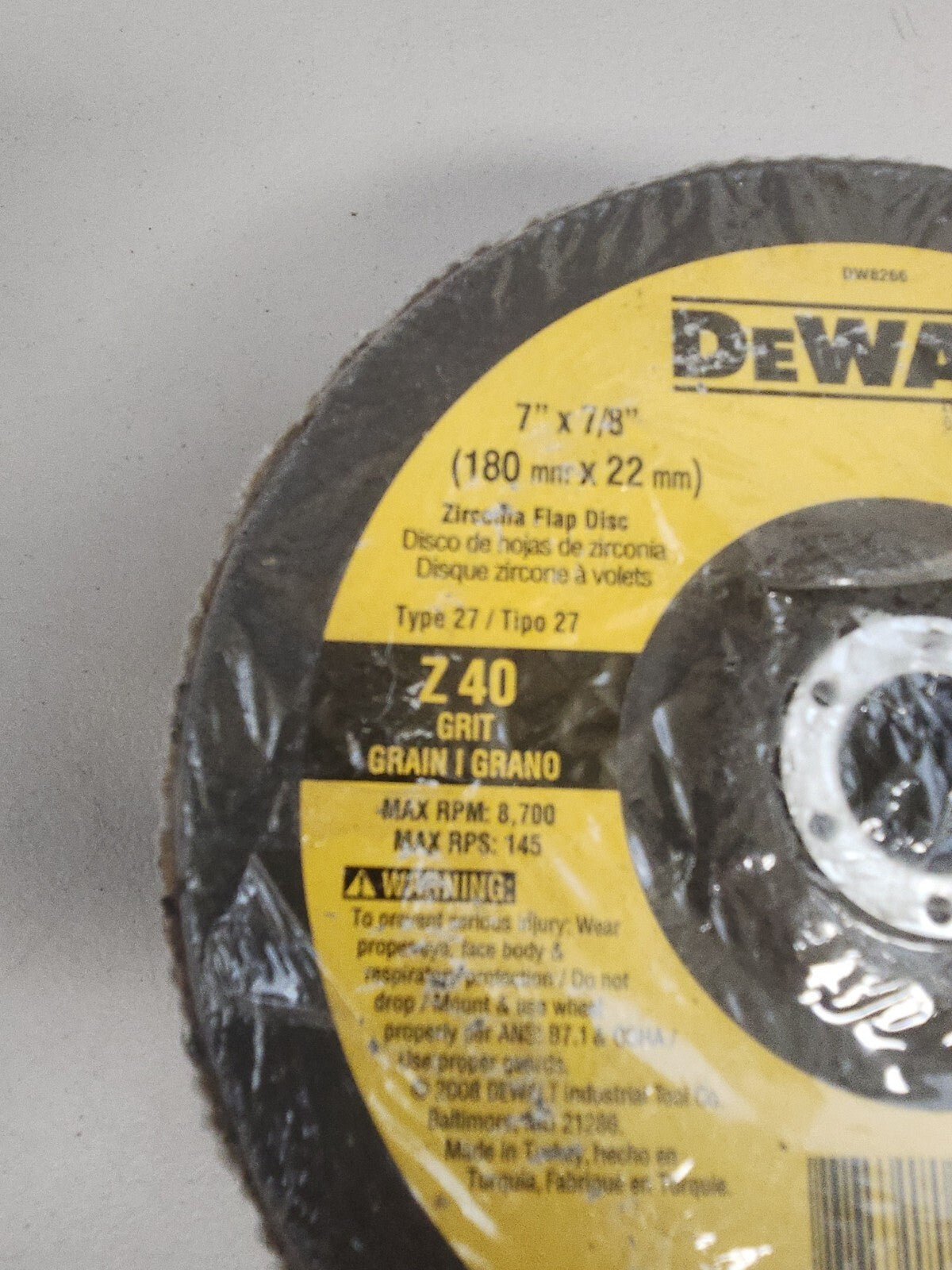 Dewalt DW 8266 7" x 7/8" 40 Grit XP Sanding Flap Disc 5 Pack New No Box
