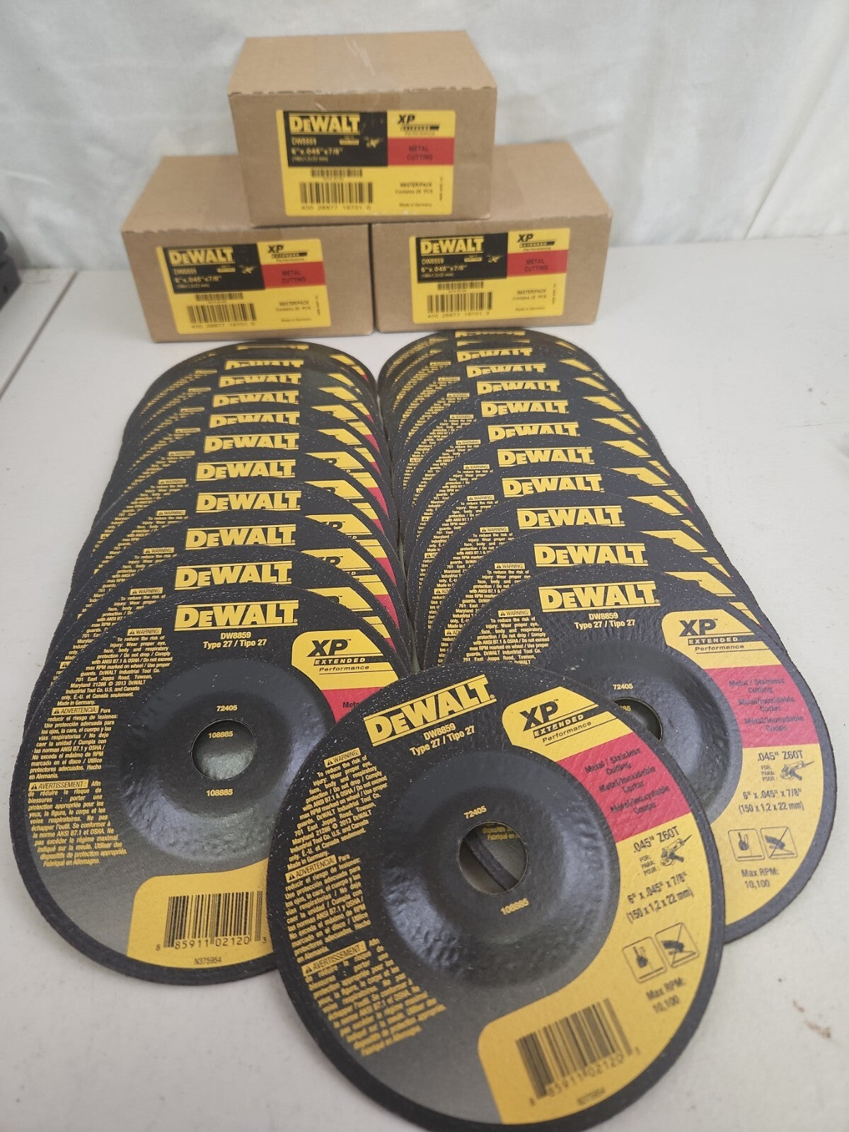 Dewalt DW8859 Metal / Stainless Cutting Wheel 6" x .045" x 7/8" 100 Pack