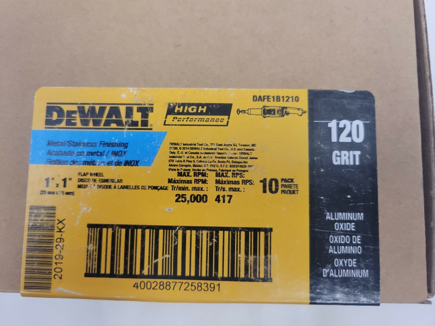 DeWalt HP 60 Grit Flap Wheel 3 x 1 x 1/4 DAFE1B0120 For Metal/Stainless Finishin
