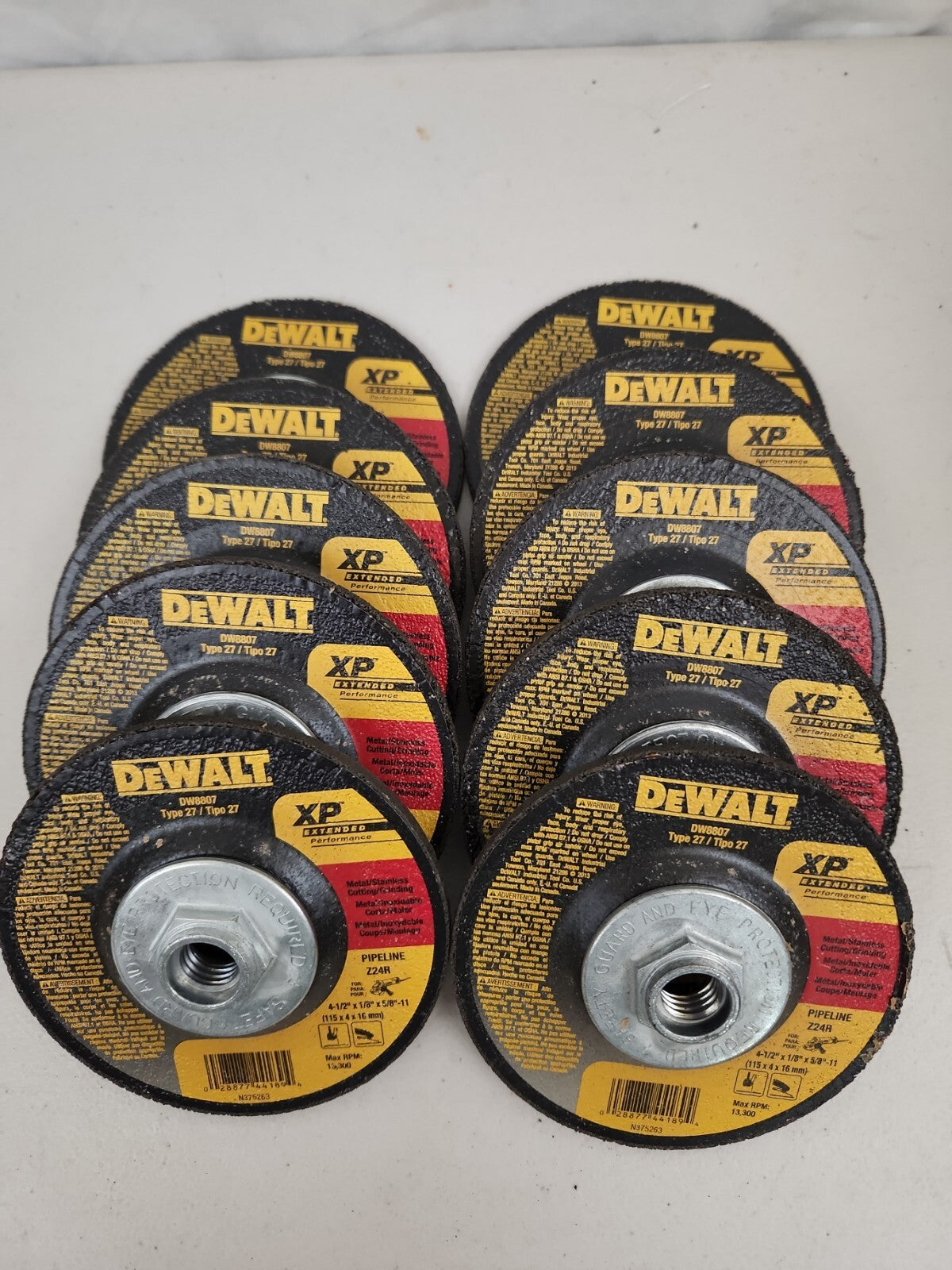 Dewalt DW 8807 4-1/2" x 1/8" x 5/8-11" Grinding Wheels 10 Pack