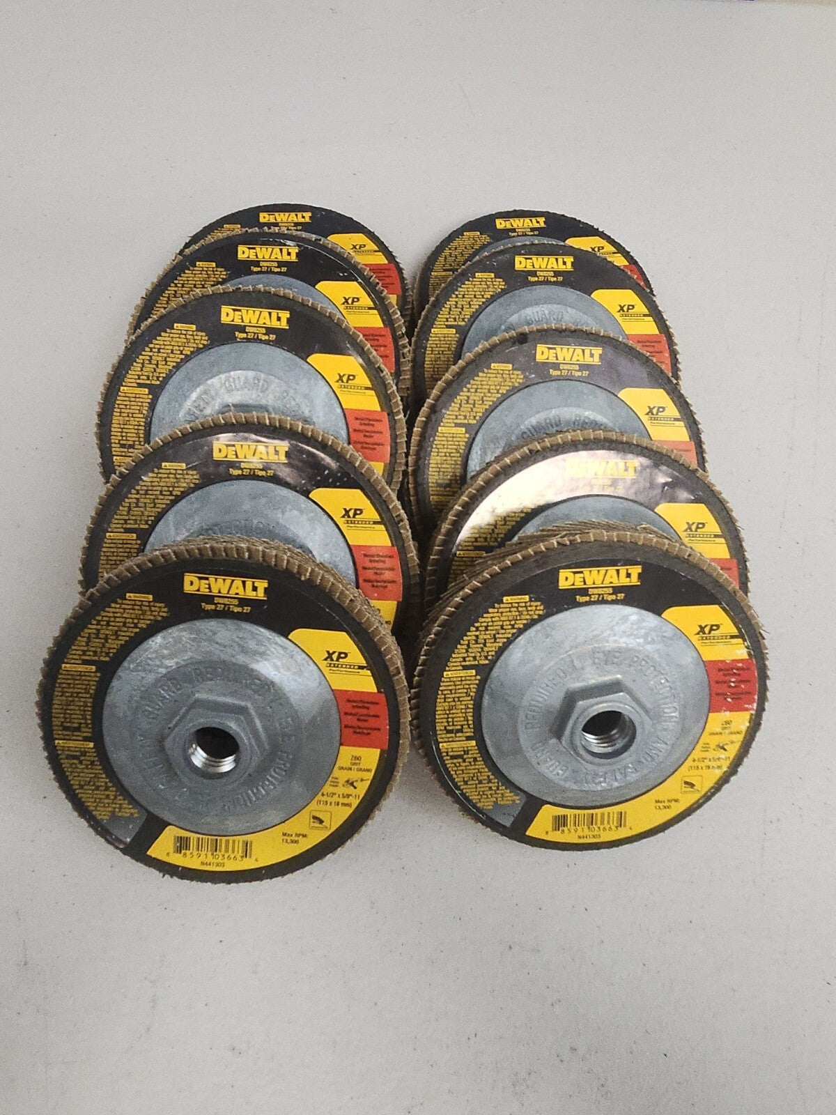 DEWALT DW 8255 4 1/2" x 5/8-11 Z60 Grit Flap Disc – 10 Pack