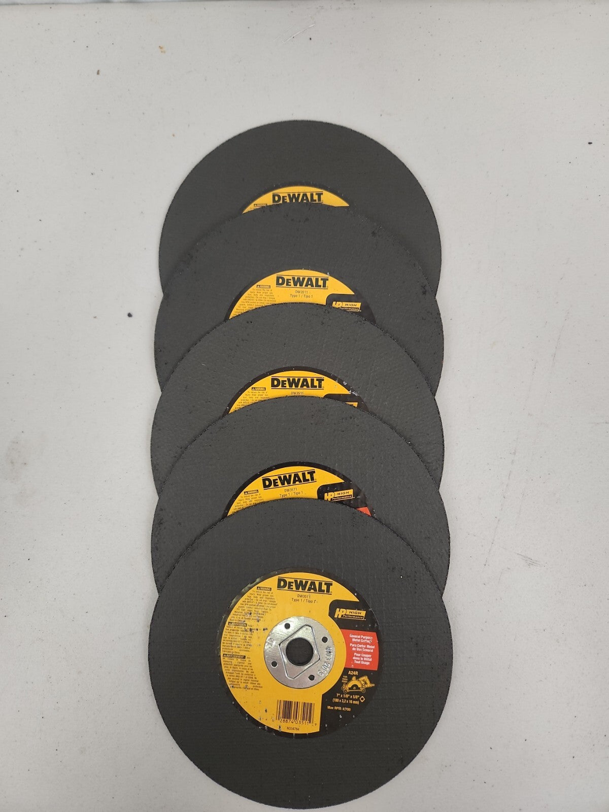 5 New DEWALT DW3511 7in X 1/8in x 5/8in Metal Abrasive Blade