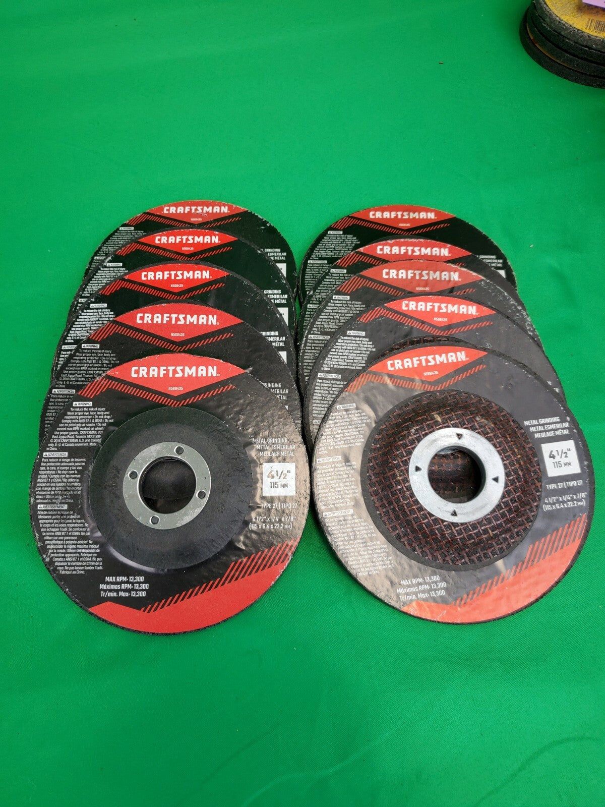 Craftsman 4 1/2" X 1/4" X 7/8" Grinding Wheel 10 Pack No Box