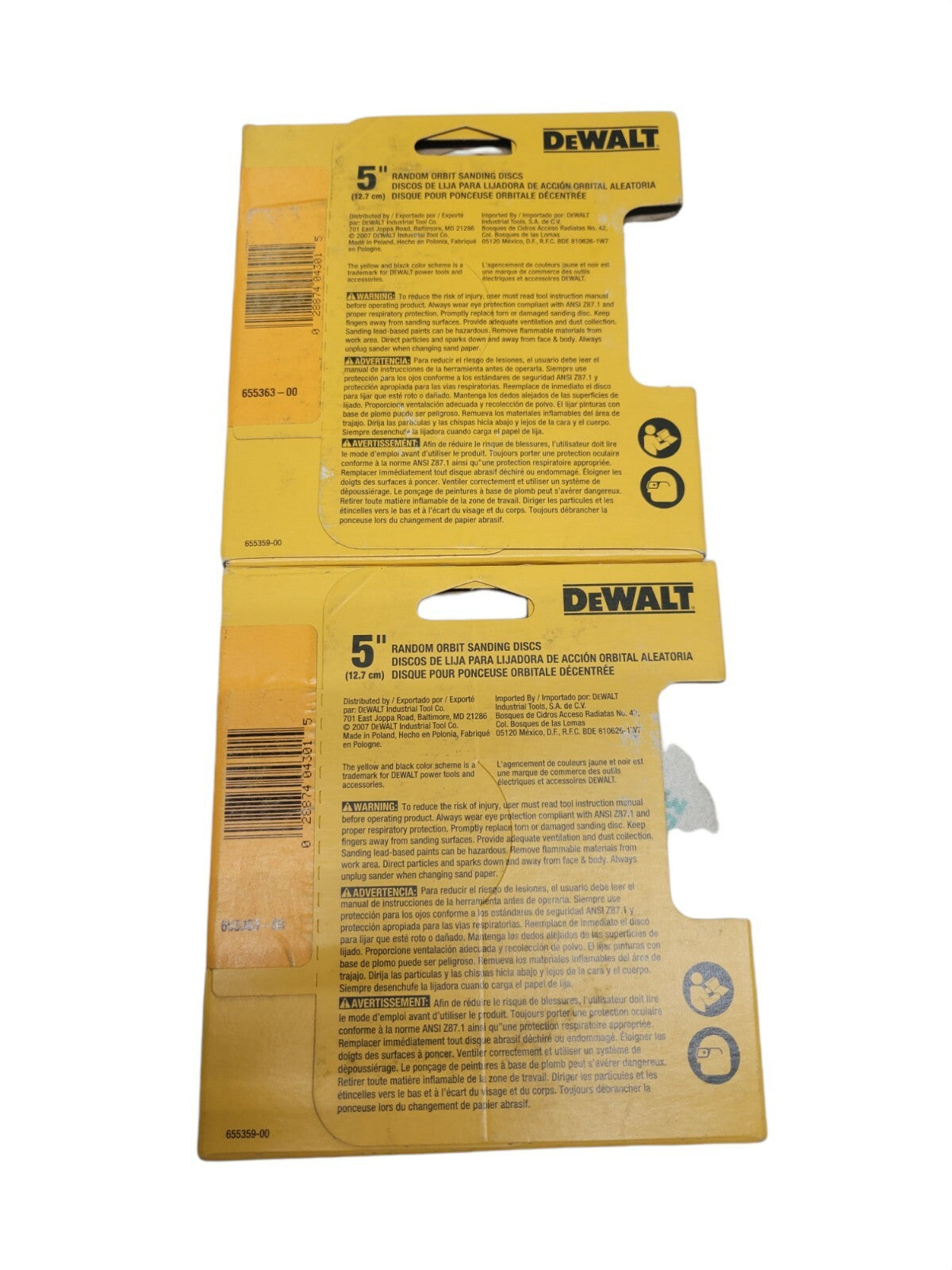 TWO! 2X DW4301 5-Pk., 5-In. 8-Hole 80-Grit Hook-and-Loop Orbit Sandpaper