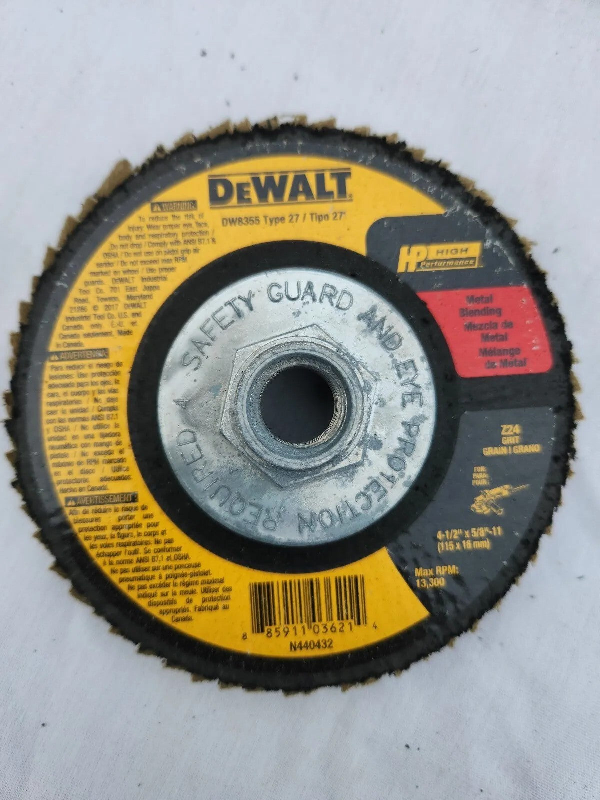 Dewalt DW 8351 4 1/2" X 7/8" Z 40 Grit Flap Disc 10 Pack