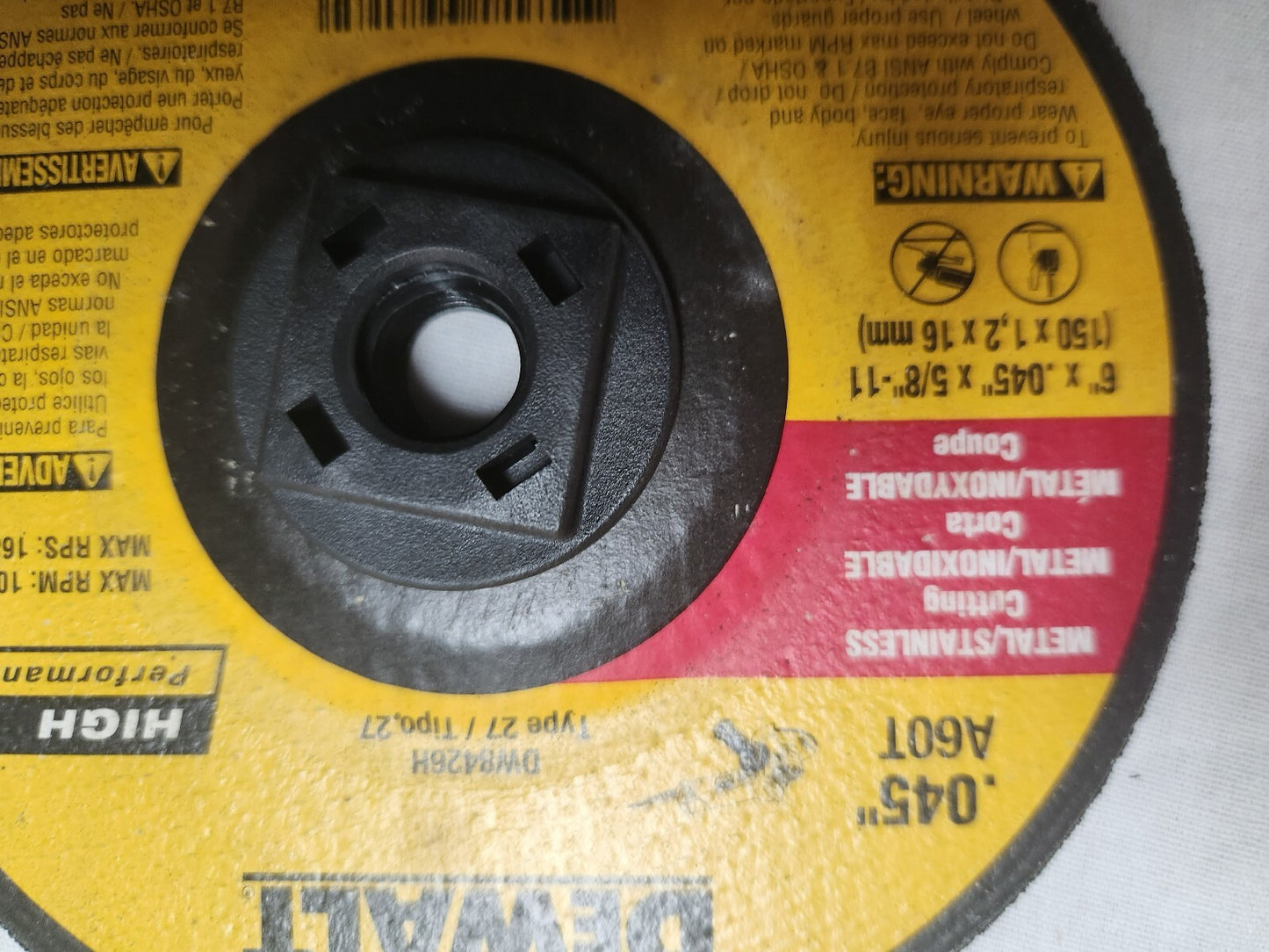 Dewalt DW 8426 H 6" X .045" X 5/8-11" Thin Cut-Off Wheel 10 Pack