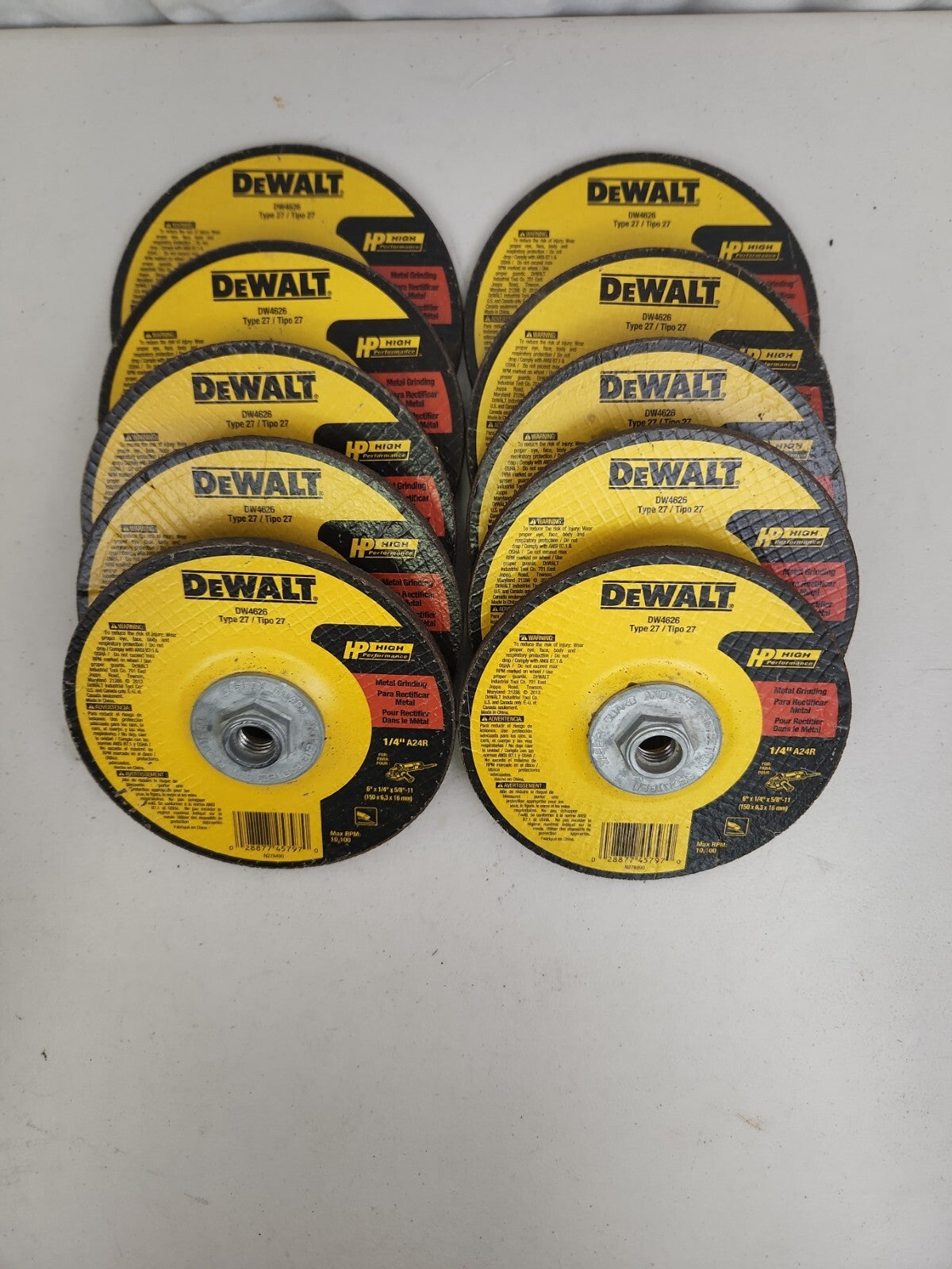 DeWalt DW4626 Grinding Wheel 6”x1/4”x5/8 - 11" Type 27 10 Pack