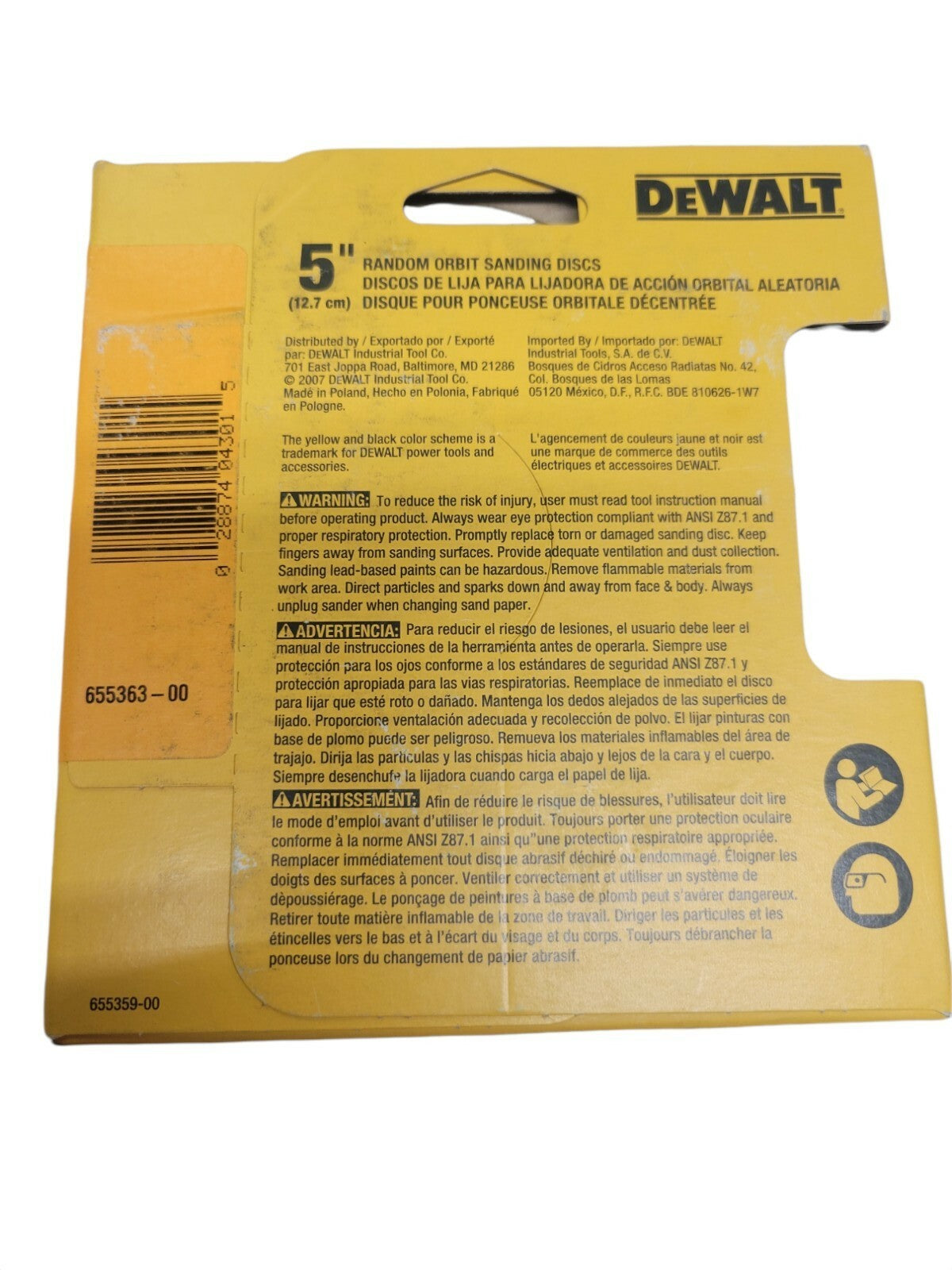 TWO! 2X DW4301 5-Pk., 5-In. 8-Hole 80-Grit Hook-and-Loop Orbit Sandpaper