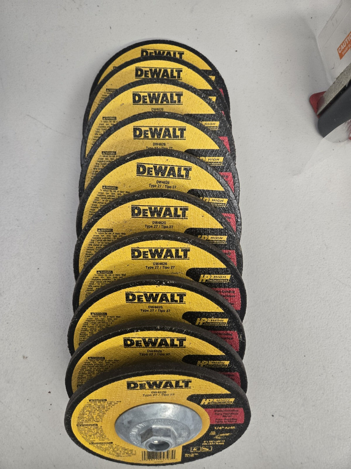 DEWALT DW 4626 6"x1/4"x7/8" Grinding Wheel 10 Pack "NEW"