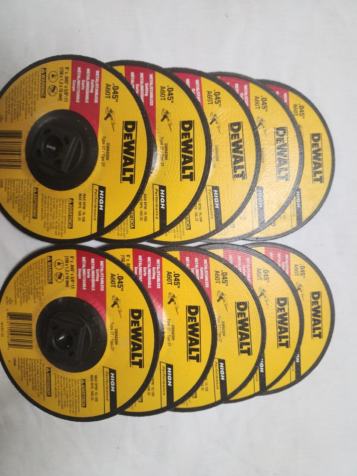 Dewalt DW 8426 H 6" X .045" X 5/8-11" Thin Cut-Off Wheel 10 Pack
